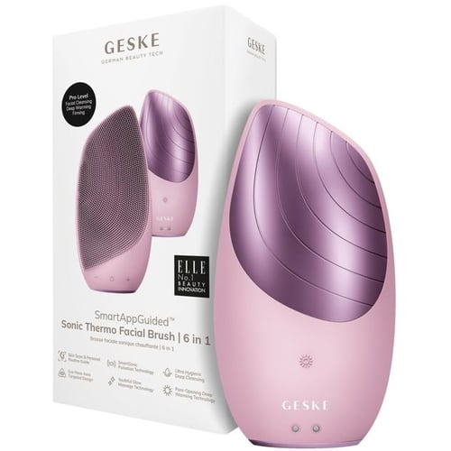 Звукова термощітка для обличчя GESKE Sonic Thermo Facial Brush 6 в 1 Pink (GK000007PK01)