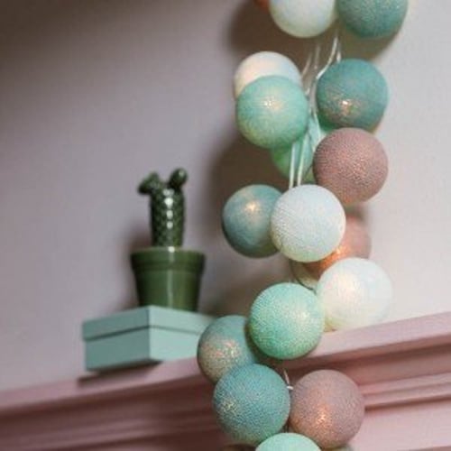 Гирлянда Cotton ball lights на 20 шаров 3,8м, Aqua-Grey