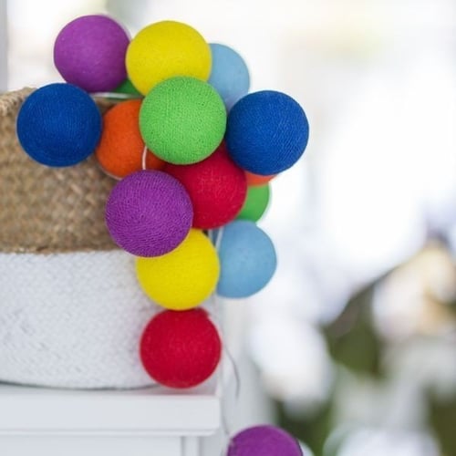 Гірлянда Cotton ball lights на 10 куль 2,7м, Rainbow