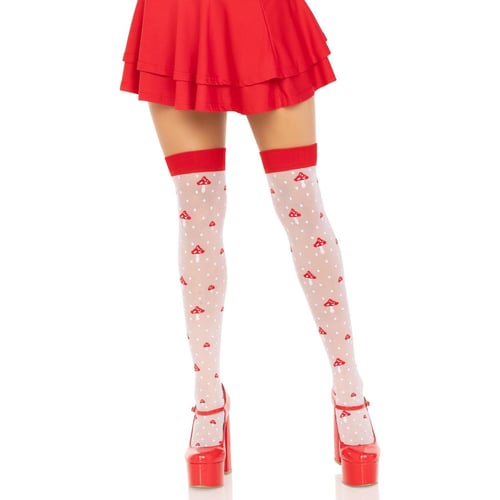 Чулки Leg Avenue Polka Dot Mushroom Thigh Highs One Size