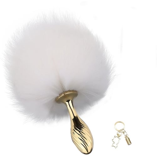 Анальная пробка Кроличий хвост LOCKINK Sevanda White Bunny-Tail Anal Pear-shape Plug