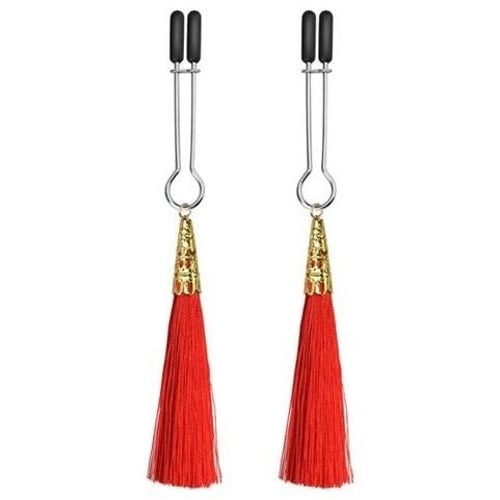 Затискачі для сосків LoveToy Bondage Fetish Glamor Tassel Nipple Clamp Red