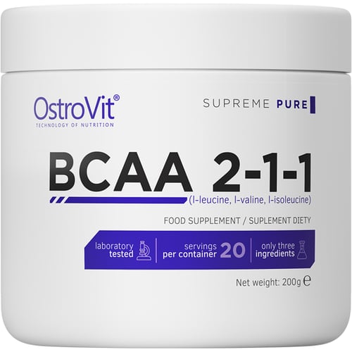 Амінокислота для спорту OstroVit BCAA 2-1-1 200 g /20 servings/ Pure