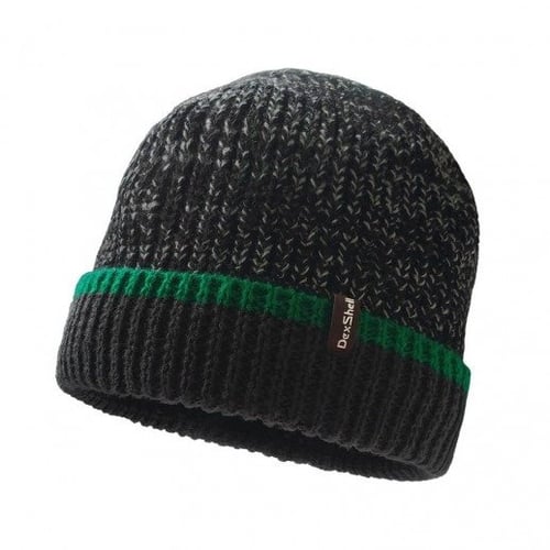 Чоловіча шапка DexShell Cuffed Beanie водонепроникна чорна із зеленим L/XL 58-60 см (DH353GRNLXL)