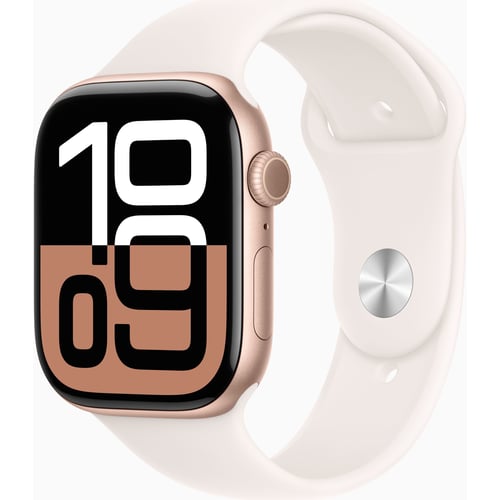 Apple Watch Series 10 46mm GPS Rose Gold Aluminum Case with Light Blush Sport Band - S/M (MWWT3)