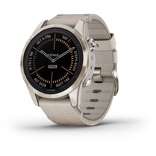 Смарт-годинник Garmin Fenix 7S Pro Sapphire Solar Soft Gold with Limestone Leather Band (010-02776-30)