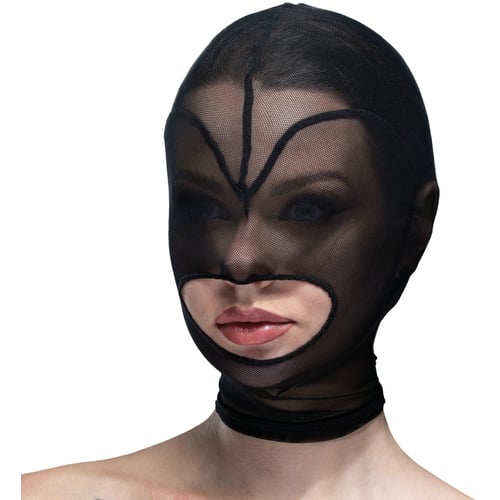 Маска сердце сетка с открытым ртом Feral Feelings - Hearts Mask Black/Black