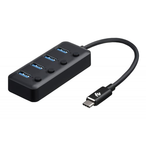 2E Adapter USB-C to 4xUSB3.0 with Switch 0.25m HUB Black (2E-W1406)