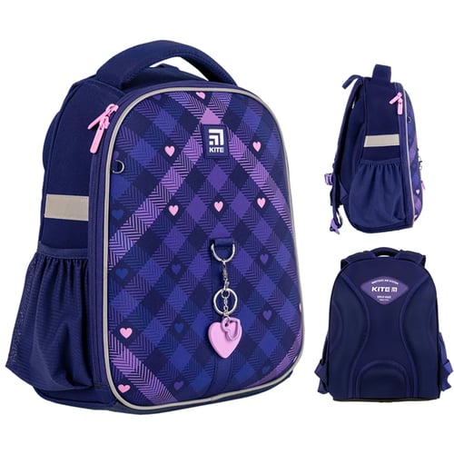 Рюкзак Kite Education каркасный 555 Check and Hearts (K24-555S-1)