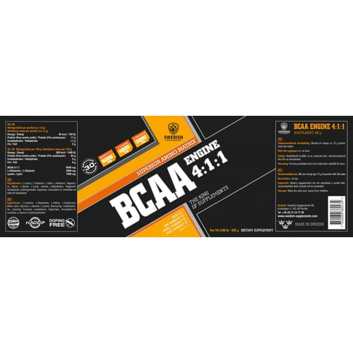 Амінокислота для спорту Swedish Supplements BCAA Engine 4:1:1 400 g /30 servings/ Cola Delicious