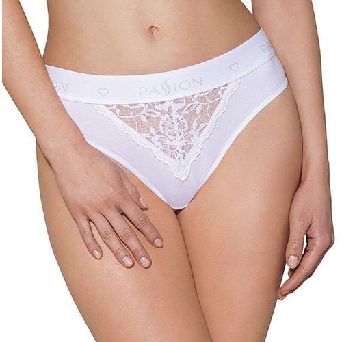 Трусики з широкою гумкою і мереживом Passion PS001 PANTIES white, size S