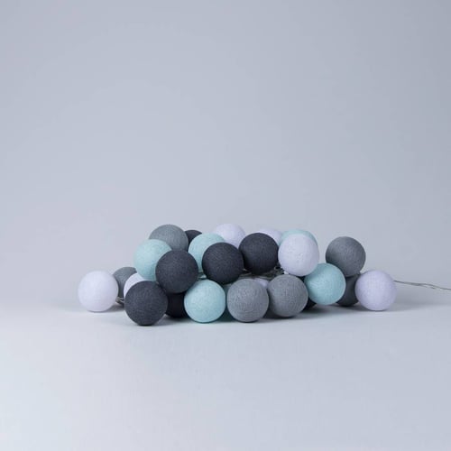 Гирлянда Cotton ball lights на 10 шаров 2,7м, Aqua-Grey