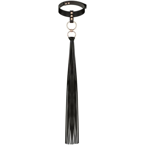 Нашийник з флоггером Rosy Gold Collar with Flogger Black