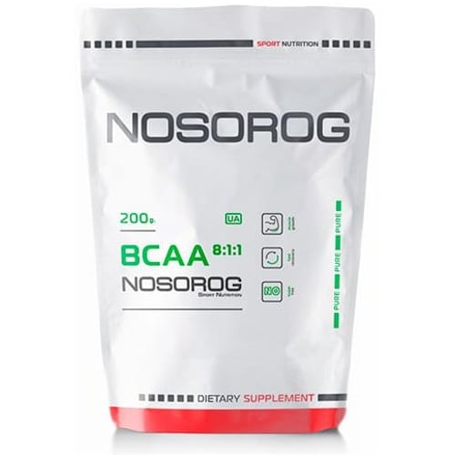 Аминокислота для спорта Nosorog Nutrition BCAA 8:1:1 200 g /40 servings/ Natural