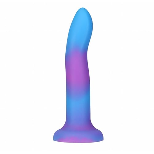 Светящийся в темноте фаллоимитатор ADDICTION - Rave - 8" Glow in the Dark Dildo - Blue Purple