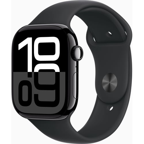 Apple Watch Series 10 46mm GPS Jet Black Aluminum Case with Black Sport Band - M/L (MWWQ3) UA