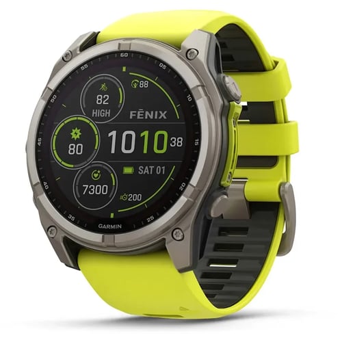 Смарт-часы Garmin Fenix 8 Solar 51mm Sapphire Titanium with Amp Yellow/Graphite Silicone Band (010-02907-21)