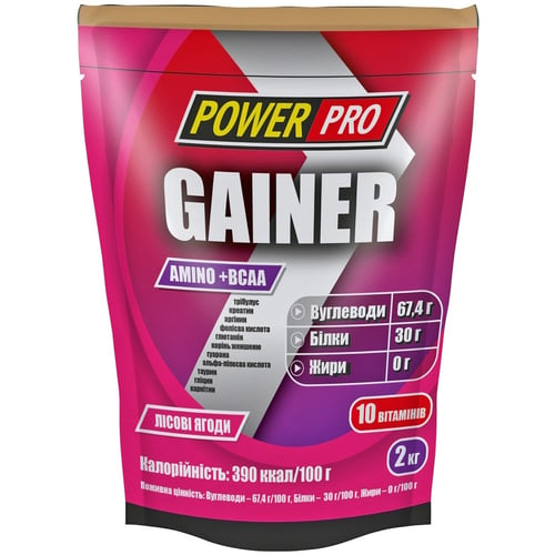 Гейнер Power Pro Gainer 2000 g / 50 servings / Лісова ягода