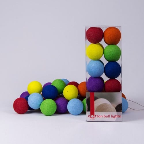 Гирлянда Cotton ball lights на 50 шаров 7,5м, Rainbow