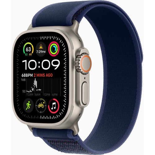 Apple Watch Ultra 2 GPS + Cellular 49mm Natural Titanium Case with Blue Trail Loop - S/M (MX4J3)