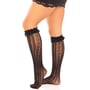 Гольфы ажурные с рюшами Leg Avenue Sweetheart Ruffle Cuff Knee Highs Black