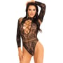 Боді Leg Avenue High neck lace bodysuit Black One Size