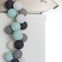 Гирлянда Cotton ball lights на 50 шаров 7,5м, Aqua-Grey: Длина, м 7.5