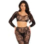 Комплект Leg Avenue Crop top & footless tights Black One Size: Матеріал Нейлон