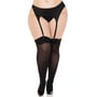 Чулки Leg Avenue Lace top opaque thigh highs Black 1X/2X