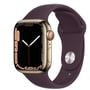 Apple Watch Series 7 45mm GPS+LTE Gold Stainless Steel Case with Dark Cherry Sport Band (MKJX3)