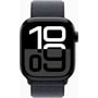 Apple Watch Series 10 42mm GPS Jet Black Aluminum Case with Ink Sport Loop (MWWG3): Экран OLED LTPO3 (989 кд/м²) с технологиями Always-On Retina / 374x446 пикселей / защитное стекло Ion-X повышенной прочности