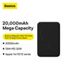 Зовнішній акумулятор Baseus Power Bank 20000mAh Magnetic Wireless 20W Black (PPCX150001): Сила струму на виході, A 2.4