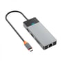 Адаптер WIWU Linker Adapter A923RPT USB-C to 2xUSB-C+2xUSB3.0+2xUSB2.0+SD+RJ45 Gray: Колір серый