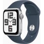 Apple Watch SE 2 2023 40mm GPS Silver Aluminum Case with Storm Blue Sport Band - S/M (MRE13)