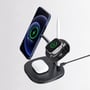 Зарядное устройство WIWU Wireless Charger Base Station Snap 4-in-1 (M8) 15W Black for iPhone 16 I 15 I 14 I 13 I 12 series, Apple Watch and Apple AirPods: Особенности Для Apple Watch, MagSafe