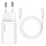 Зарядное устройство Baseus USB-C Wall Charger Super Si 25W White with Cable USB-C to USB-C (TZCCSUP-L02)