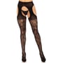 Колготки Leg Avenue Eyelet lace suspender hose Black One Size: Вид Колготки