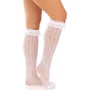 Гольфы ажурные с рюшами Leg Avenue Sweetheart Ruffle Cuff Knee Highs White