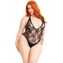 Боді Leg Avenue Floral lace deep-V teddy Black 1X/2X: Застосування На тело