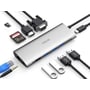 Адаптер WIWU Adapter Alpha A11 USB-C to USB-C+3xUSB3.0+USB2.0+SD+VGA+HDMI+RJ45+3.5mm Grey: Колір серый