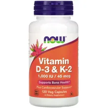 Now Foods Vitamin D-3 & K-2 120 veg caps