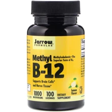 Jarrow Formulas Methyl B-12 1000 mcg 100 Lozenges Lemon Flavor Вітамін В12, зі смаком лимона: Тип вітамін B