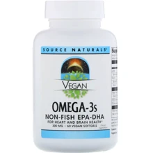 Source Naturals Vegan Omega-3S, EPA-DHA, 300 mg, 60 Vegan Softgels (SNS-02459): Тип Омега 3