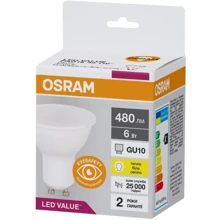 Лампа світлодіодна Osram LED VALUE, PAR16, 6W, 3000K, GU10: Тип цоколя GU10