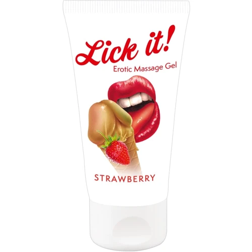 Массажный гель-лубрикант Lick It! Strawberry, 50 мл