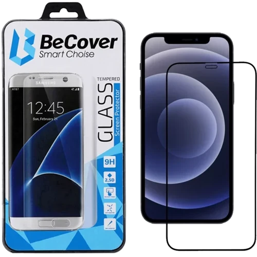 Захисне скло для iPhone BeCover Tempered Glass Black для iPhone 12 (705375)