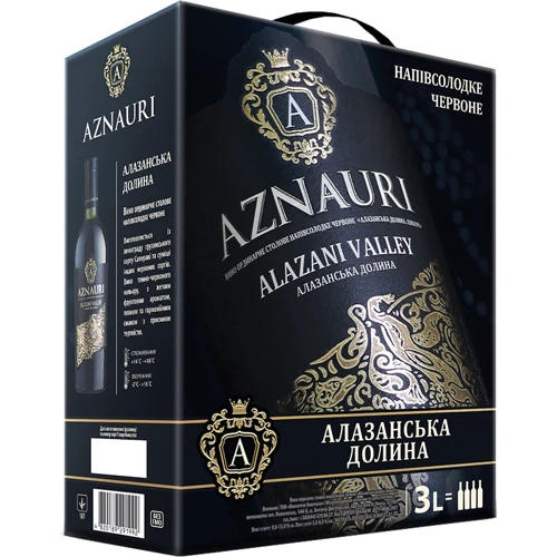 Вино Aznauri Алазанская долина красное полусладкое 3л 9-13 % (PLK4820189291992)