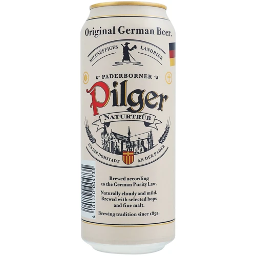 Упаковка пива Paderborner Pilger, світле нефільтроване, 5% 0.5л х 24 банки (EUR4101120004735)
