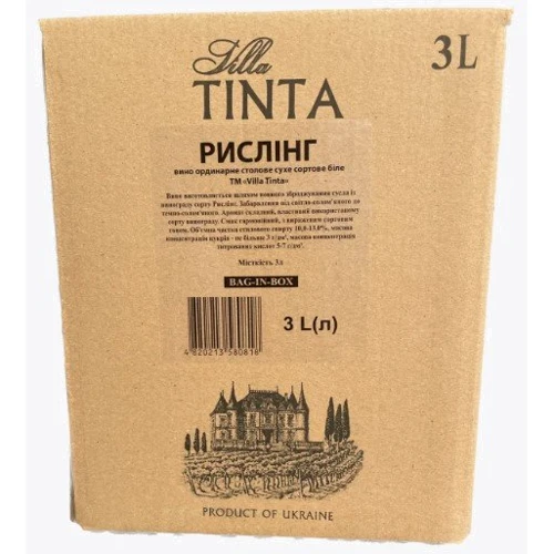 Вино Villa Tinta рислинг сухое белое 10-12% 3л (AS8000020501752)