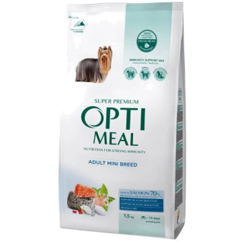 Сухой корм Optimeal for adult dogs of miniature breeds для взрослых собак миниатюрных пород с высоким содержанием лосося 1.5 кг (4820269140028)